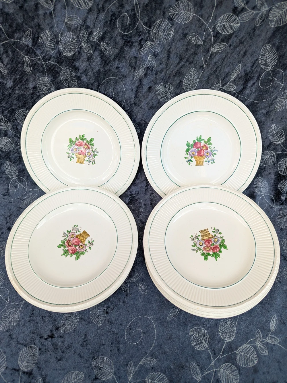 8 Wedgwood Belmar Salad Plates Floral Basket Cottage Etruria England 6.5 Inch